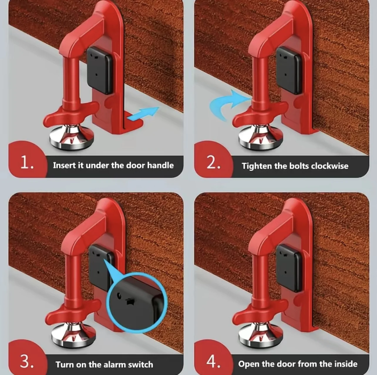 1pc Portable Alarm Door Stoppe - Door Stop Alarm ulasan dan harga